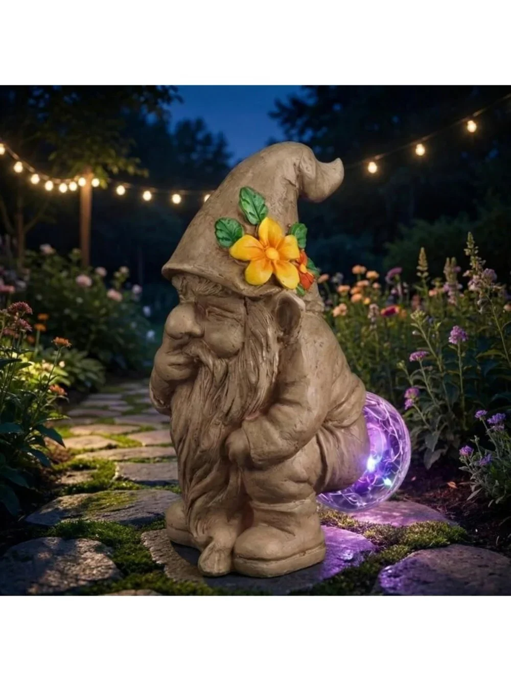 Quirky Solar-Powered Garden Gnome Statue for Yard, Patio & Lawn - Unique Gift
